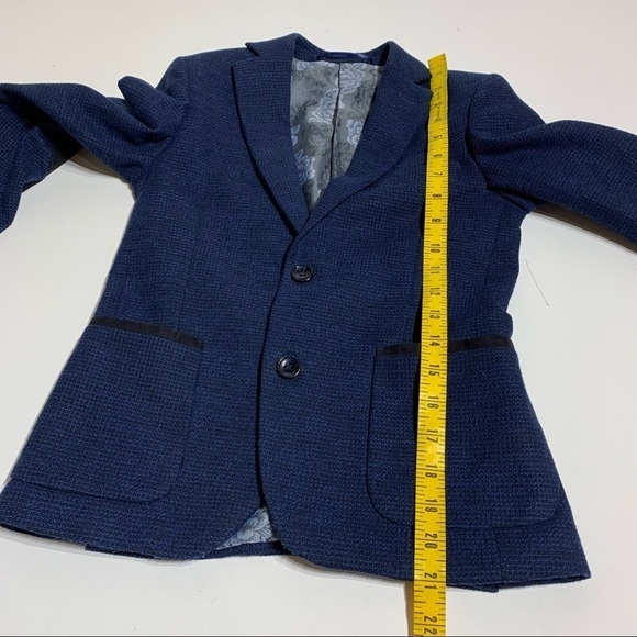 Isaac Mizrahi boy’s size 8 beautiful navy tweed suit jacket blazer - Picture 6 of 9